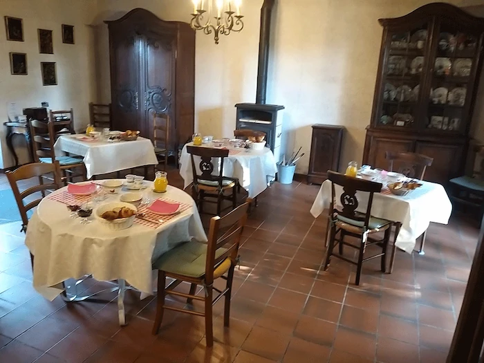 Salle à manger des chambres d'hôtes proches de Chaumont sur Loire